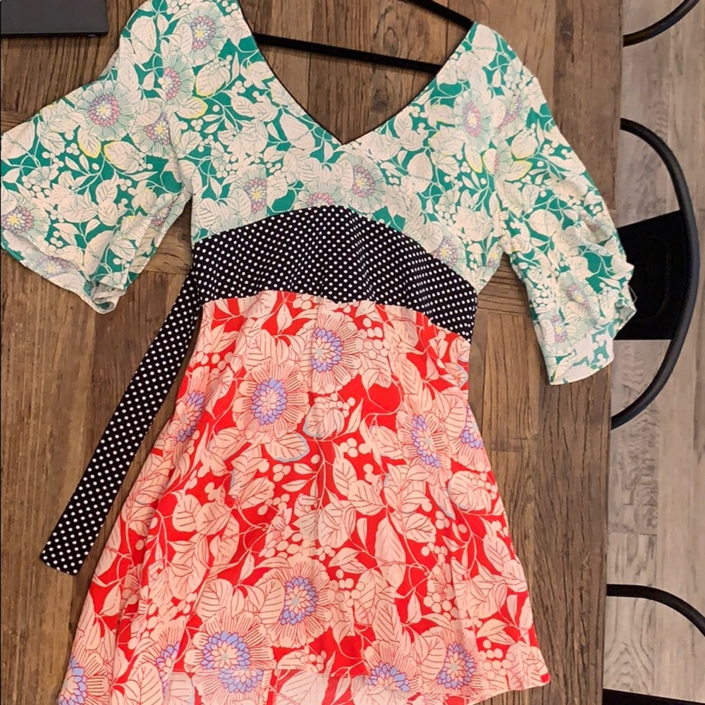 Topshop Floral Tie Back Dress